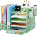 Marbrasse Desk Organizer with File Holder, 5-Tier Paper Letter Tray Organizer by Marbrasse