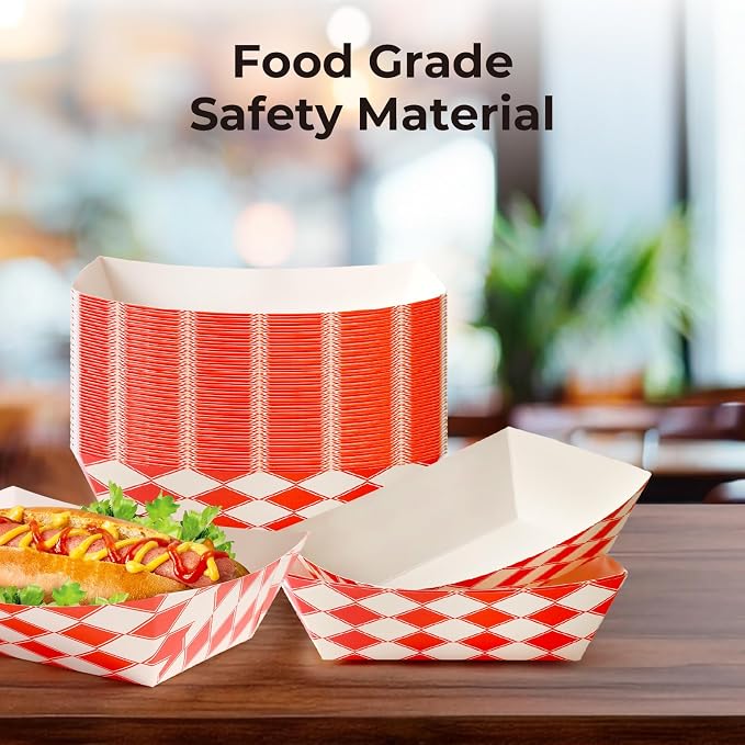 Fit Meal Prep 250 Pack 3 lb Paper Food Trays Heavy Duty Disposable Hot Dog Trays - Image 4