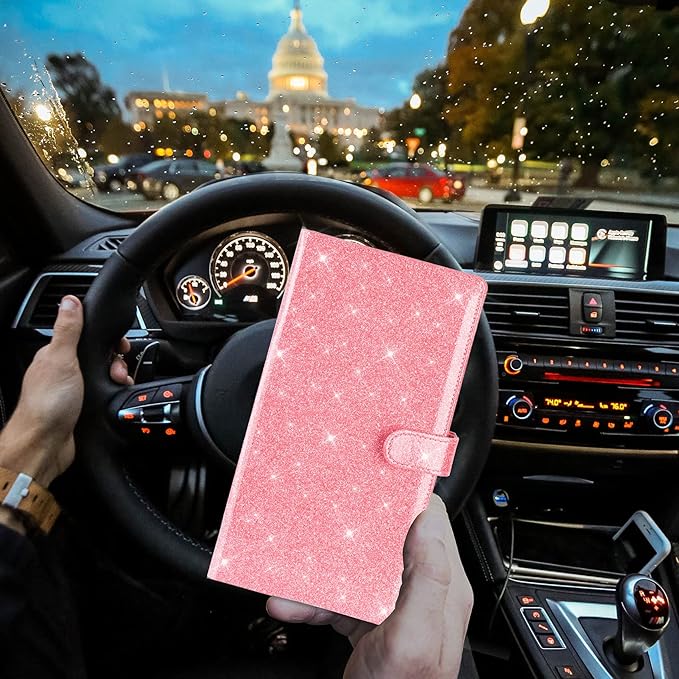 TOURSUIT Car Registration and Insurance Card Holder, Glitter Pink | Vehicle - Image 6