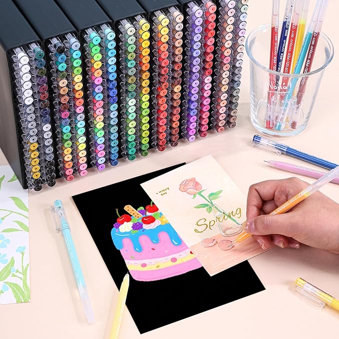 Gel Pens For Coloring, 252 Pack Colored Pens for Black Paper & White Paper - Image 2