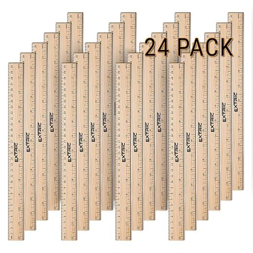 Rulers 24 Pack - Rulers 12 Inch, Wood Ruler by EXTRIC