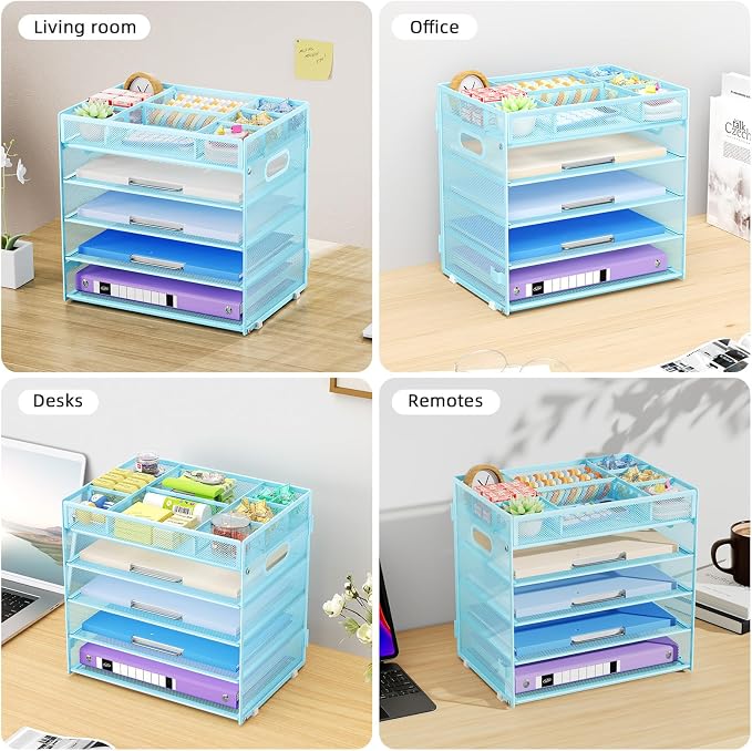 Marbrasse 5 Tier Paper Organizer Letter Tray, Mesh Desk File Organizer - Image 7