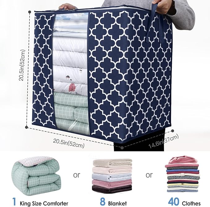 WISELIFE Storage Bags 3 Pack/100L Large Blanket Clothes Organization and - Image 2