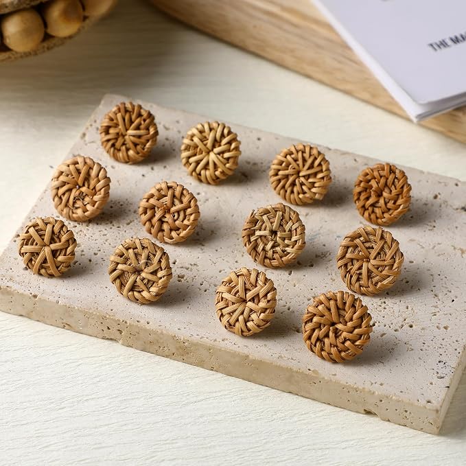 Honoson 12 Pcs Woven Rattan Push Pins - Image 5