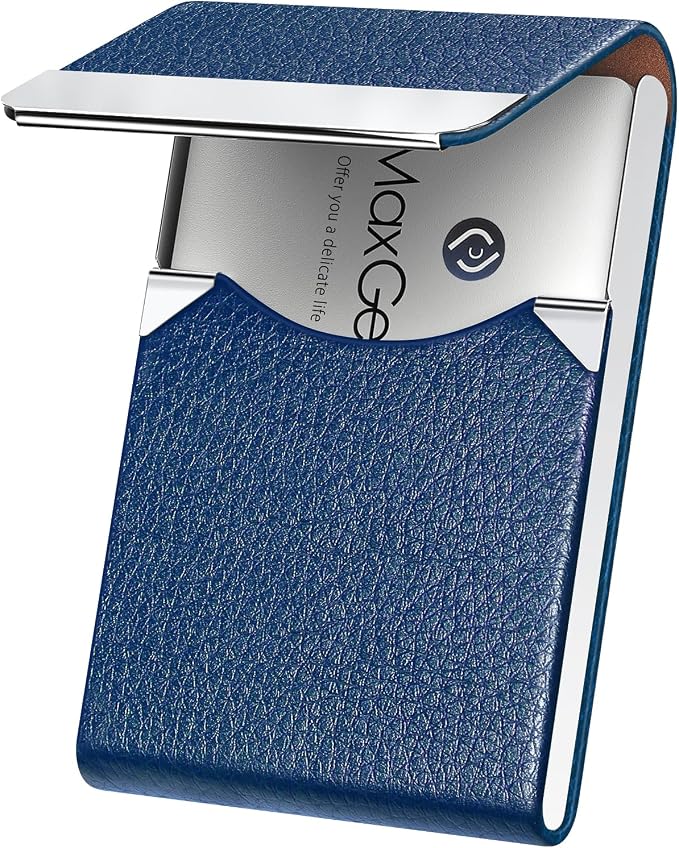 MaxGear Business Card Holder, PU Leather & Stainless Steel Business Card Case by MaxGear