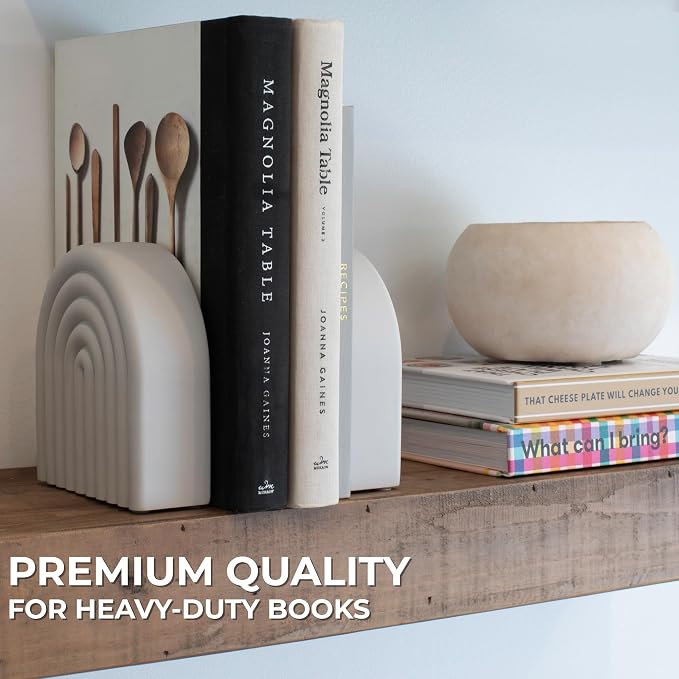 Decorative Concrete Bookends for Heavy Books – Stylish Set of 2, or Library - Image 3