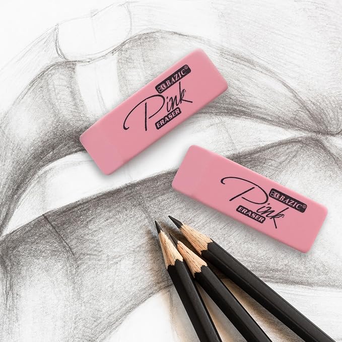 BAZIC Products Pink Bevel Block Erasers - Image 6