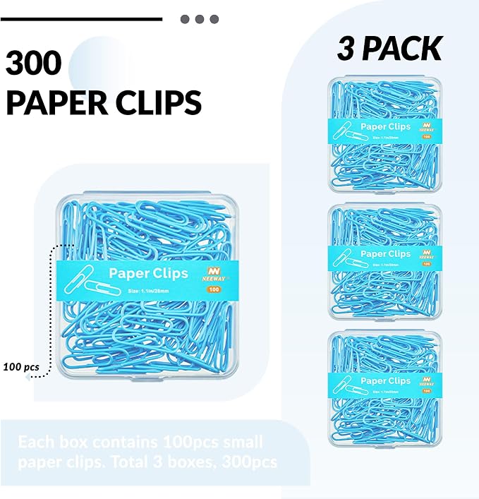 NEEWAY Small Paper Clips, 1.1 Inch Vinly Coated Colored Paperclips, 3 Pack of - Image 3
