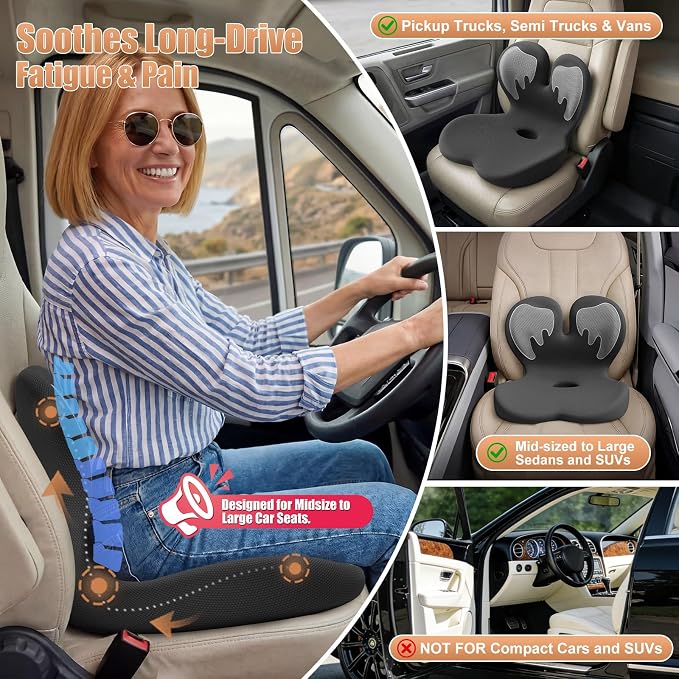 Thick Car Seat Cushion with Lumbar Support - Image 3