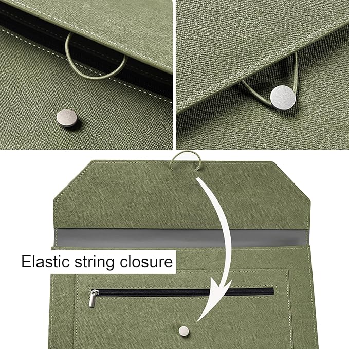PU Leather A4 File Folder Document Holder 2 Pockets Portfolio Envelope Folder - Image 3