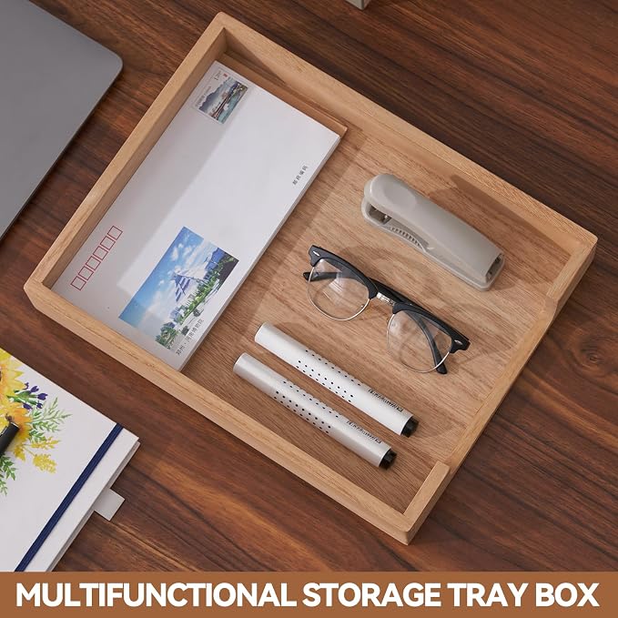 KIRIGEN Wood Letter Tray, Single-Tier Front-Load Desktop Paper Organizer - Image 7