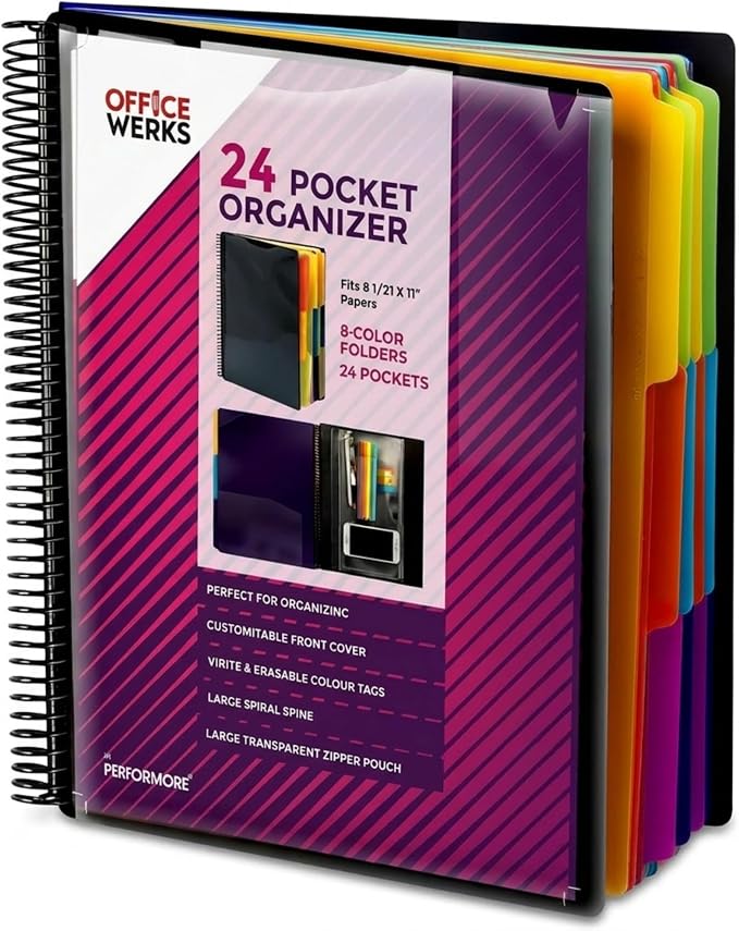 Performore 24 Pocket Spiral Project Organizer by RingBinder