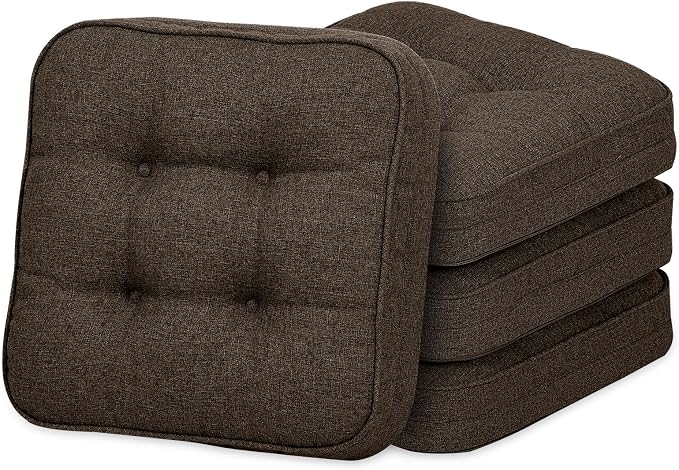 GOFORIT Chair Cushions Set of 4, Tufted Shredded Memory Foam Chair Pads by Unknown