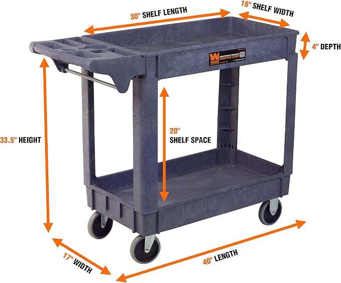 WEN Service Utility Cart, 500-Pound Capacity, 40 x 17-Inch - Image 2