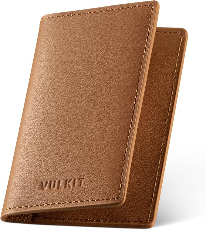 VULKIT Leather Business Card Holder 2 Sided Slim Business Name Card Organizer by VULKIT