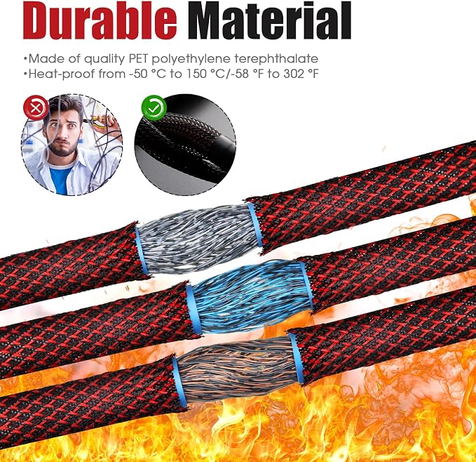 Tatuo 151 ft Expandable Braided Cable Sleeve Multi Size Braided Wire Sleeve - Image 5