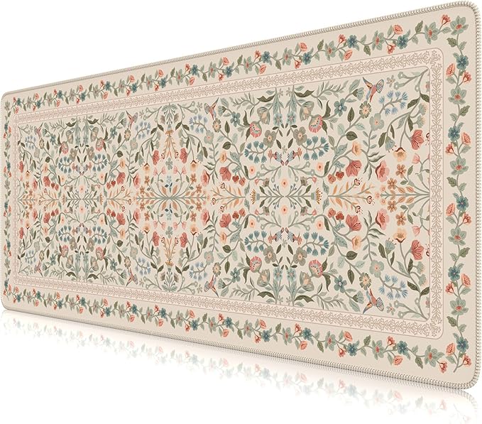 iCasso Aesthetic Floral Desk Mat, L Mouse Pads, Anti-Slip Mousepad by iCasso