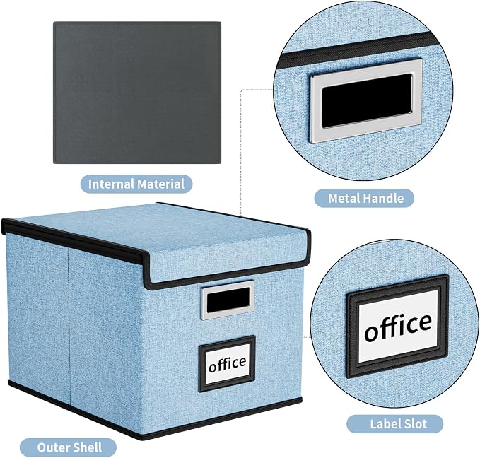 File Organizer Box with Lid, Collapsible File Folder Organizer - Image 4
