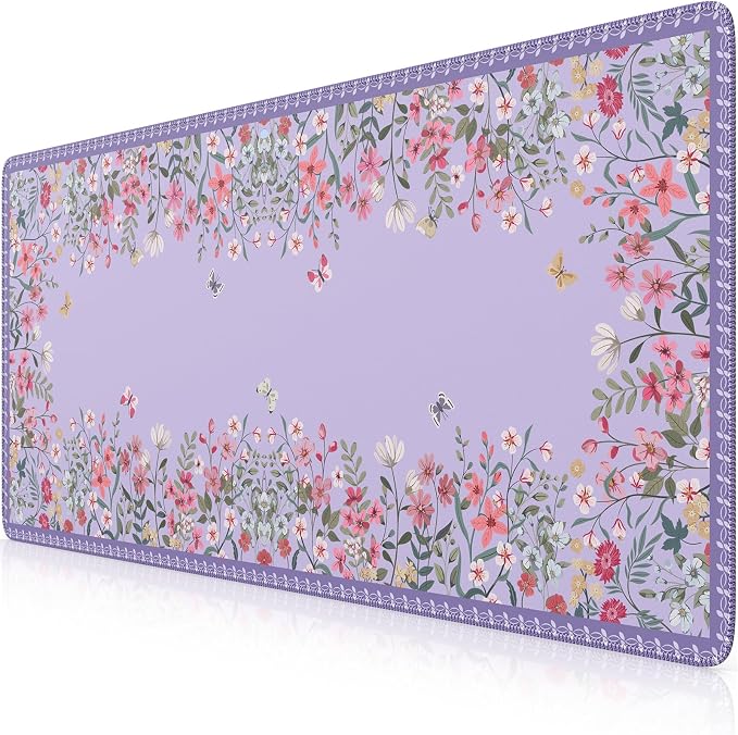 iCasso Desk Mat for Keyboard and Mouse, Cute Desk Pad Large, Anti-Slip Floral by iCasso