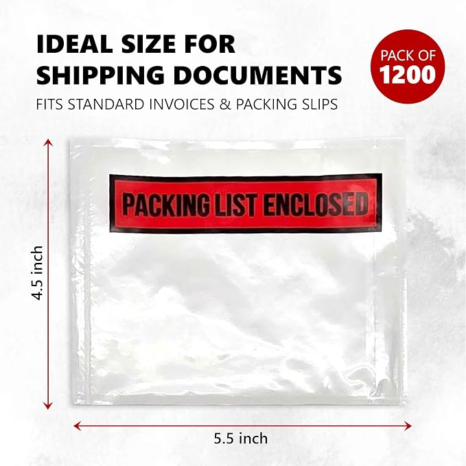 Pack of 1200 Packing Slips Pouches 4.5" x 5.5", Shipping Label Sleeves - Image 2