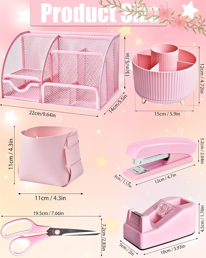 LXEVIHK 21Pcs Pink Desk Organizers and Accessories - Image 6