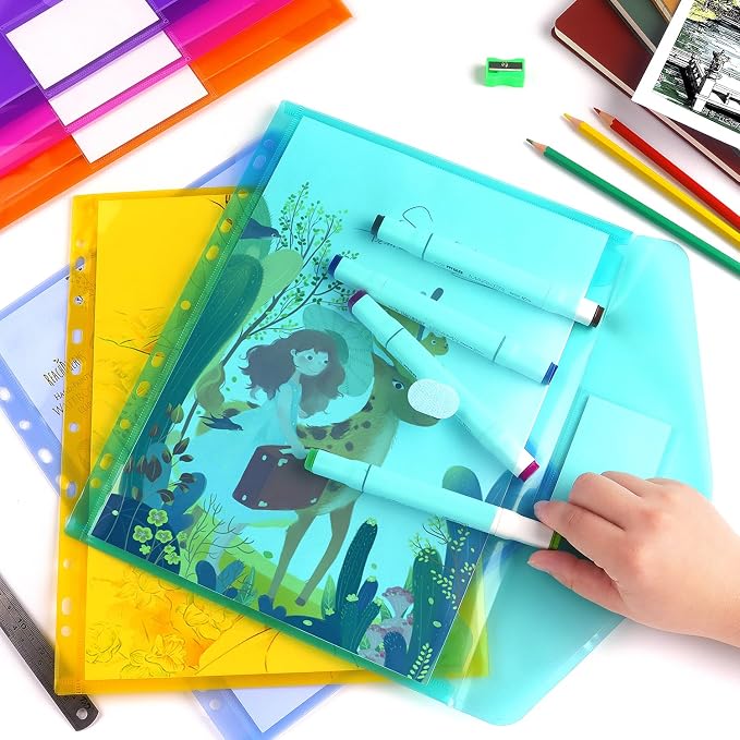 Tamaki 6 Pack Binder Pocket Folders, Letter Size, 11 Holes, Colorful | Binder - Image 7