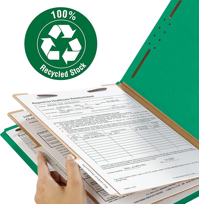 Smead 100% Recycled Pressboard Classification File Folder, 2 Dividers, Letter - Image 4