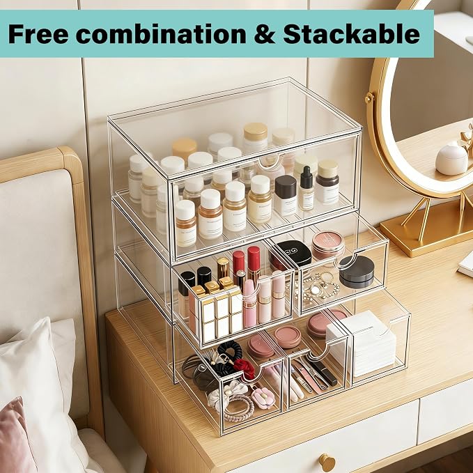 Prsildan Acrylic Storage Drawers Clear Makeup Organizer - Image 5