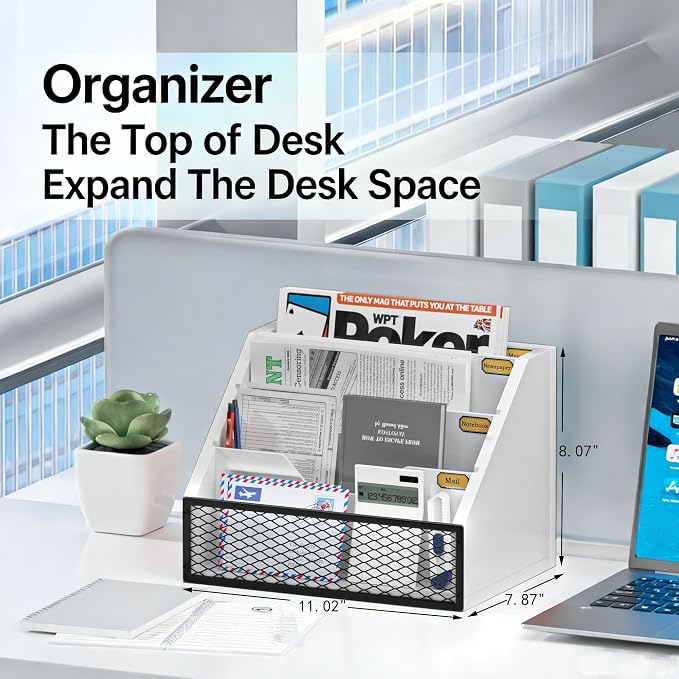 Mail Organizer Countertop, Wooden Mail Holder, 4 Slot Letter Holder - Image 5
