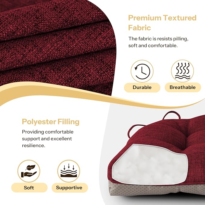 Non Slip Chair Cushions for Dining Chairs Set of 4 Kitchen Chair Cushions - Image 4