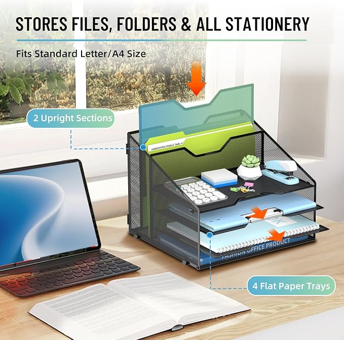 SUPEASY Desk File Organizer, Mesh Paper Tray Organizer - Image 2