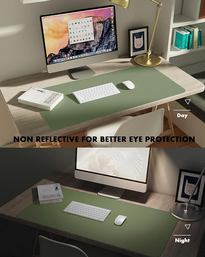 YSAGi Double-Sided Desk Pad, 35.4"x17"Leather Desk Mat, Eco Cork Desk Pad - Image 4