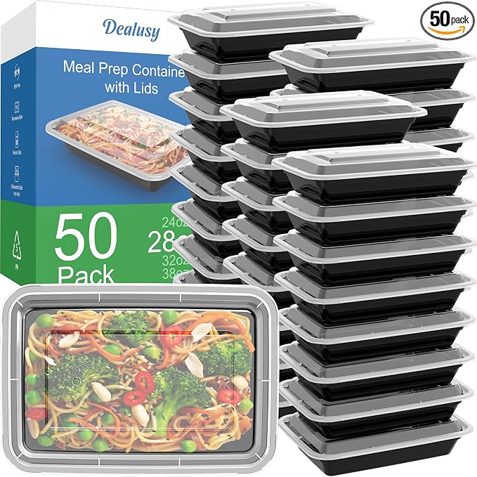 Dealusy 50 Pack 28 oz Meal Prep Containers Reusable by Dealusy