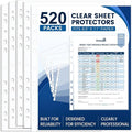 520 Pack Clear Sheet Protectors 8.5 x 11 Inch Easy-Open, Transparent Plastic by Ovlospa