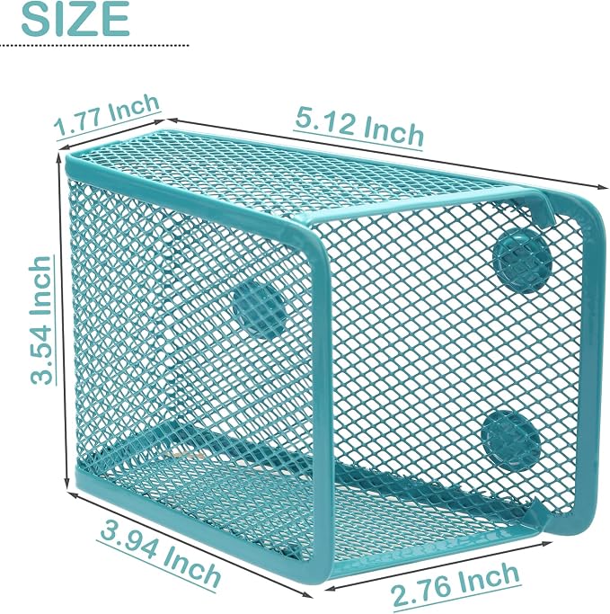 Magnetic Pencil Holder, Mesh Stainless Steel Pen Basket, Metal Writing Utensil - Image 2