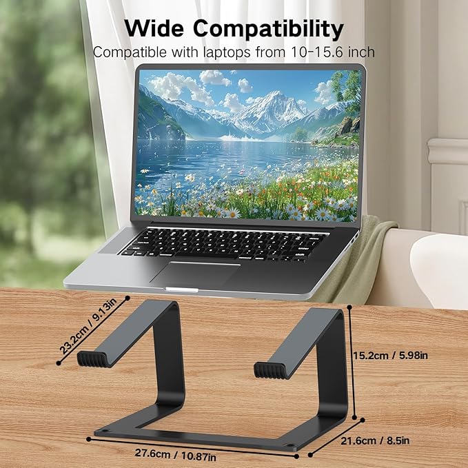 Tonmom Laptop Stand for Desk, Aluminum Laptop Riser Holder, Removable Metal - Image 3