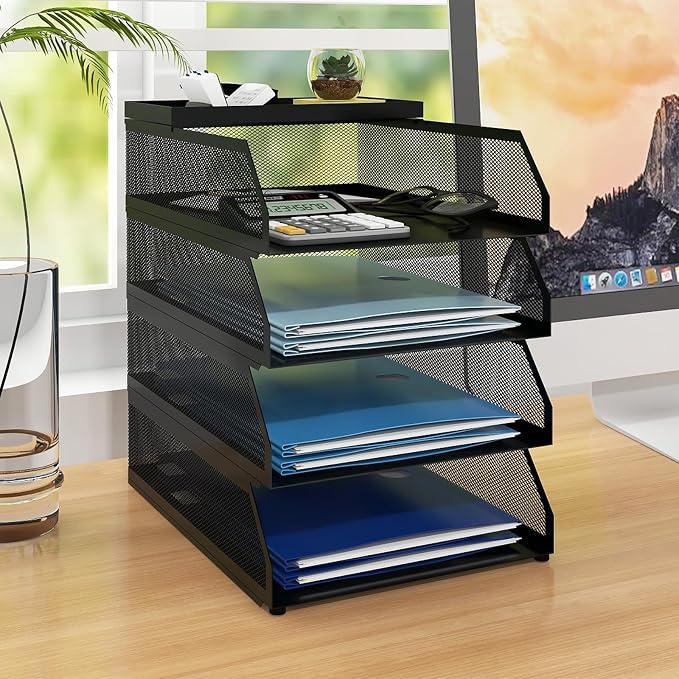 Natwind 4-Tier Paper Organizers, Desk Organizer, Stackable Paper Tray, Desk by Natwind