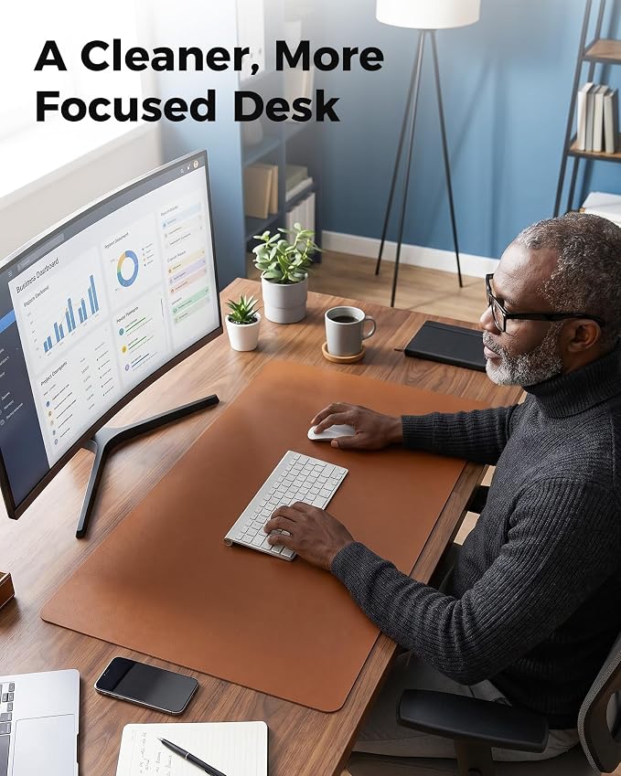 Aothia Double-Sided Desk Pad, 37.8"x17" Leather Desk Mat, Eco Cork Desk Pad - Image 7