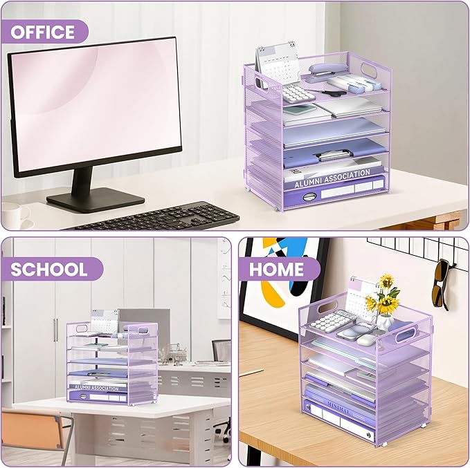 Daltack 6 Tier Paper Organizer for Desk, Paper Letter Tray Organizer for Desks - Image 6