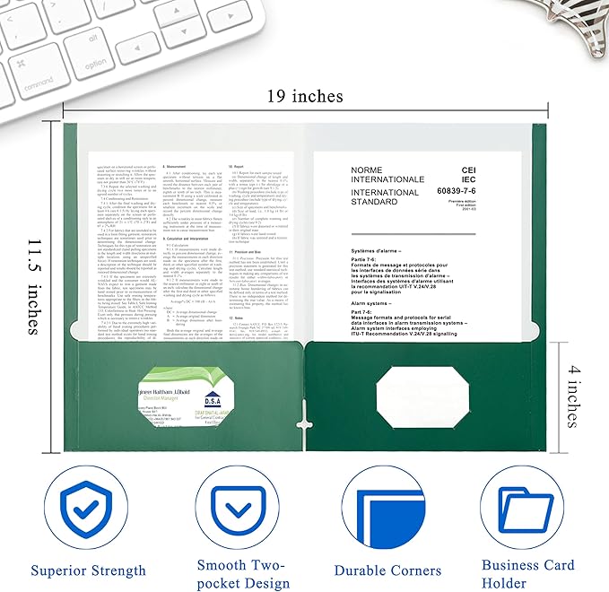 Zzrywuty File folders with Pockets, 50 Pack Paper Folders with Card Slot - Image 2