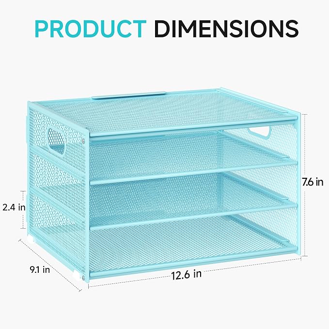 Lavatino 3-Tier Letter Tray Desk Organizer, Mesh Metal Paper File Tray Organizer - Image 7
