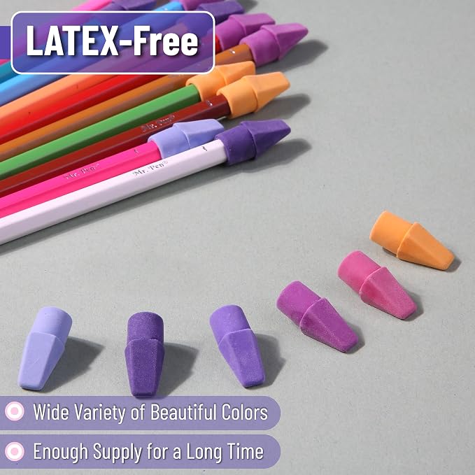Mr. Pen- Pencil Top Erasers, 120 Pack, 6 Different Twilight Pulse Colors | - Image 4