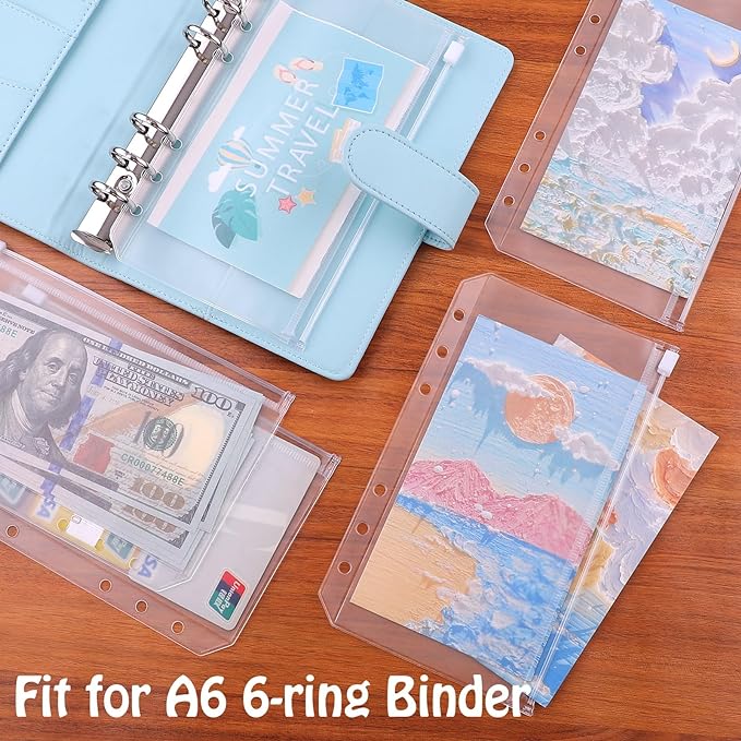 Antner 12pcs A6 Size Binder Pockets 6 Holes Budget Cash Envelopes - Image 3