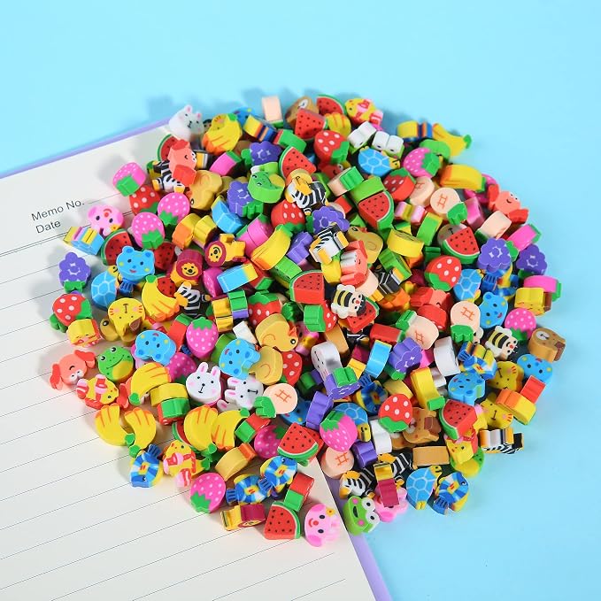 1000 Pieces Mini Erasers for Kids, Bulk Small Animal Fruit Pencil Erasers - Image 3