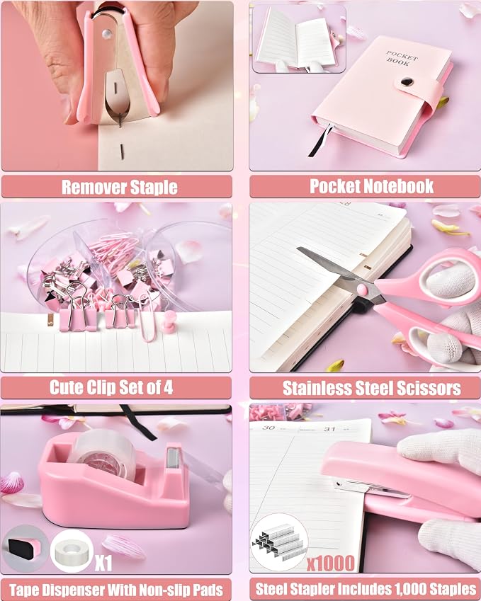 LXEVIHK 21Pcs Pink Desk Organizers and Accessories - Image 5