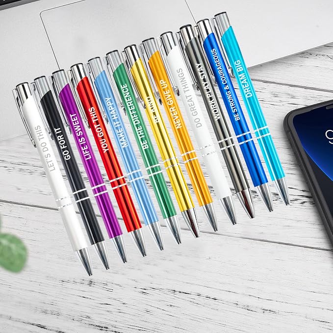 PASISIBICK 12 Pieces Inspirational Motivational Quote Ballpoint Pens Gifts - Image 2