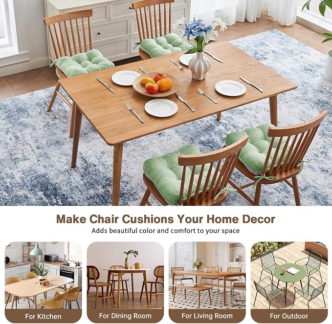 BETU Chair Cushions for Dining Chairs Set of 4, 3.5" Thick Green Kitchen Chair - Image 7