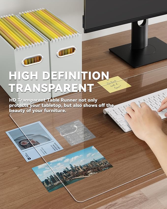 Oterri Clear Writing Desk Pad, 16’’x30” Heat Resistant Waterproof PVC Round - Image 3