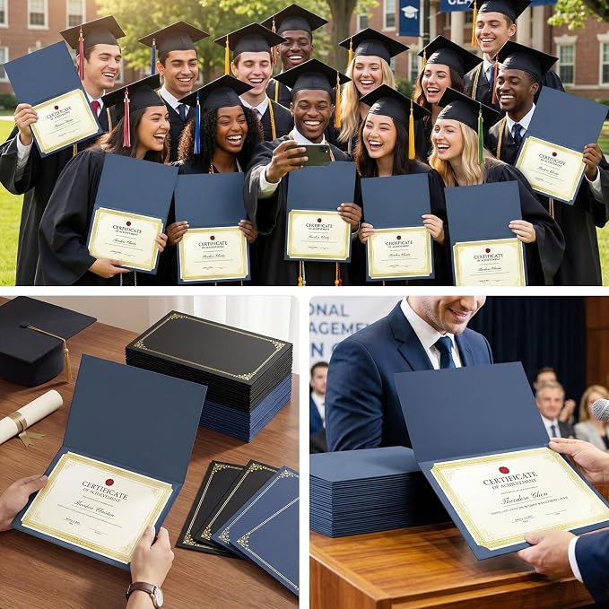 SUNEE Certificate Holders, 100 Packs Navy Blue Diploma Holders, Certificate - Image 7