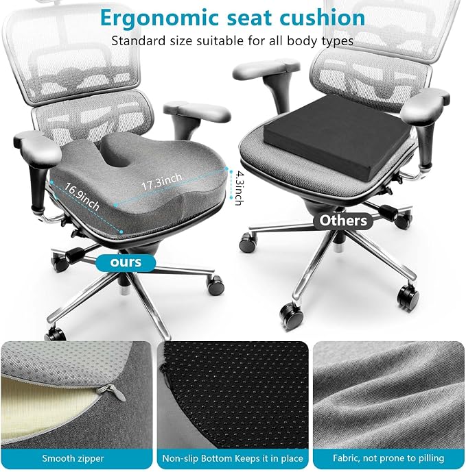 Seat Cushions for Office Chairs & Hip Pain Relief, Extra-Dense Coccyx Cushion - Image 6